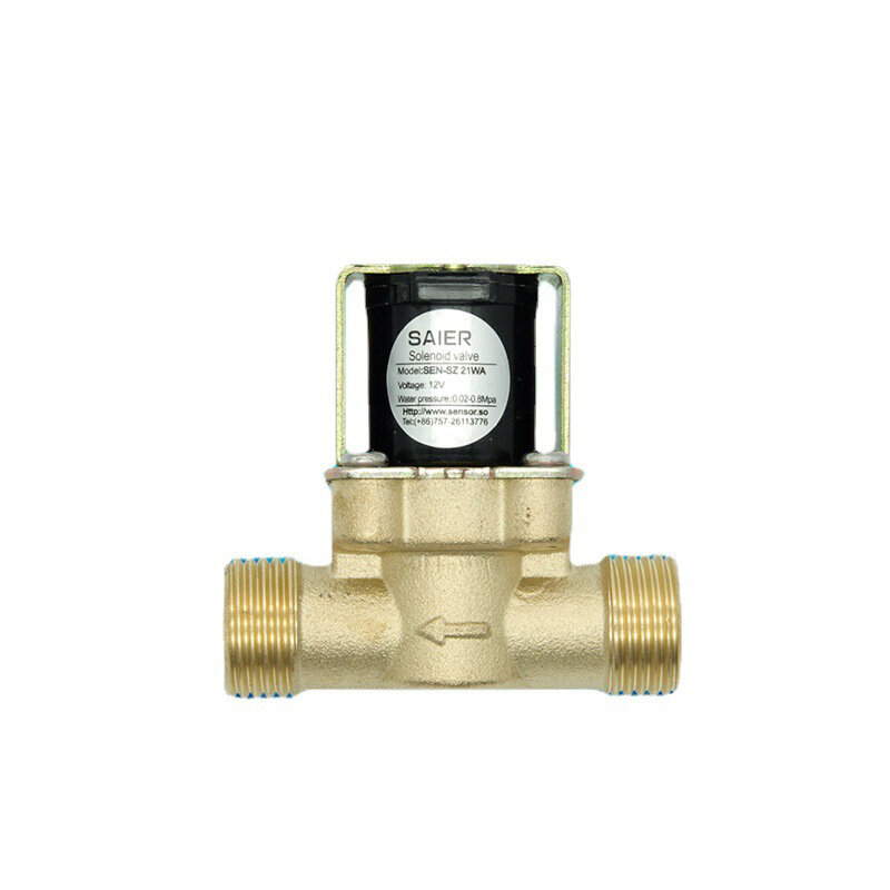Latão Sensor válvula solenóide, Duplo Inner Outer Tooth Inlet, Gás Inlet and Drain Valve, Water Pipe Inlet, G1, 2, 4-Point