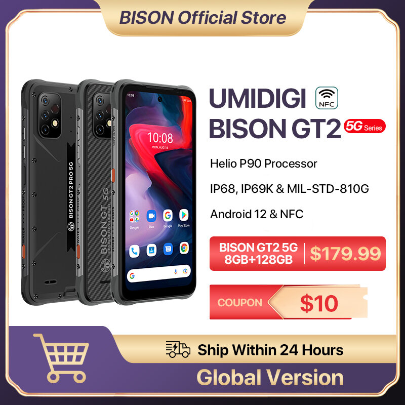 UMIDIGI BISON GT2 5G IP68 Android 12 Rugged Smartphone Dimensity 900 6.5" FHD+ 64MP Camera 6150mAh Battery 90HZ NFC Smart Phone