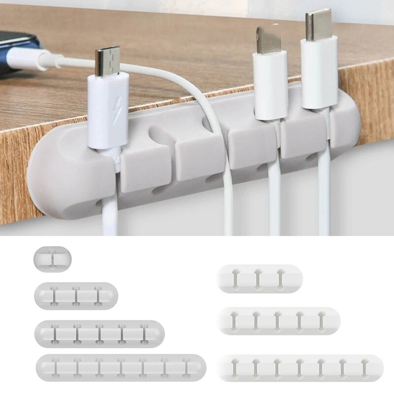 Klip dudukan kabel silikon, pengatur kabel kabel USB, klip manajemen Winder kabel, perekat diri untuk Headset Keyboard Mouse