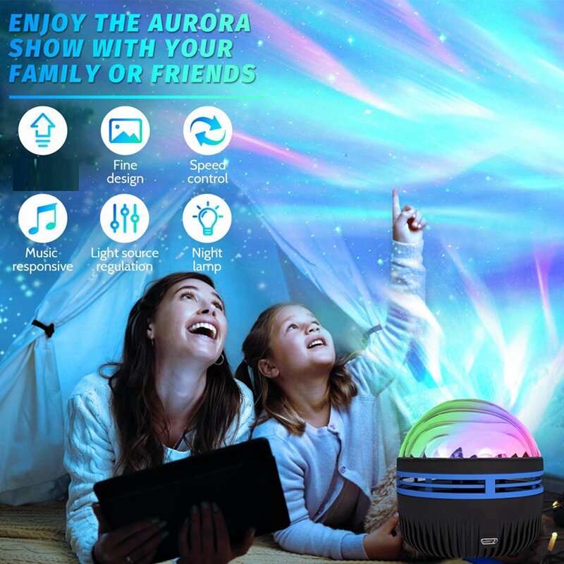 Northern Lights Aurora proyector Galaxy 2 en 1, lámpara de proyector Northern Lights