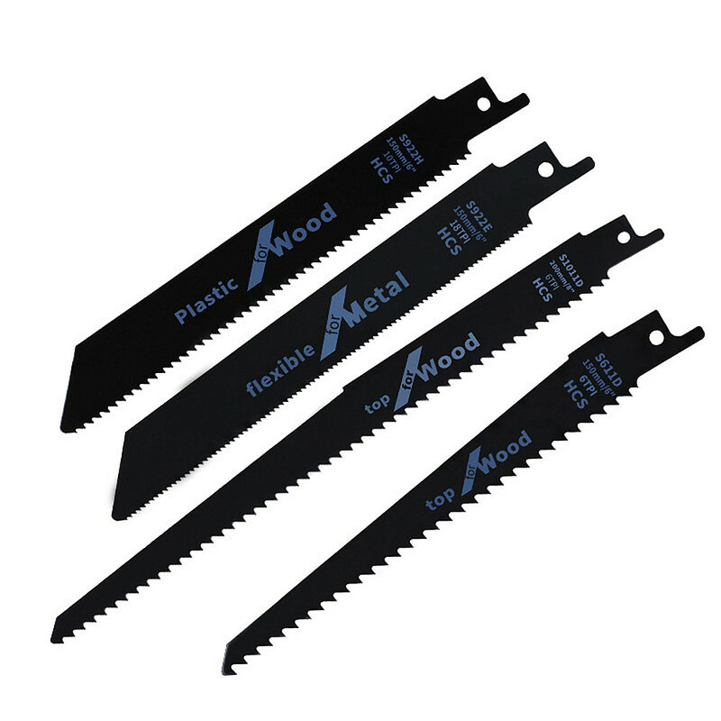 4Pcs Reciprocating Saw Blades HCS Pruning Saw Blades Wood Plastic Pipe Outdoor Cutting Trimming Tool S922H S922E S611D S1011D
