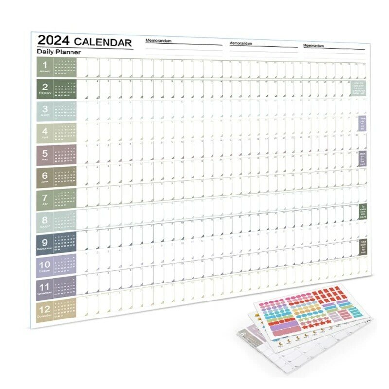 Feuille planification du calendrier 2024, liste choses à faire, planificateur annuel, hebdomadaire, annuel suspendu