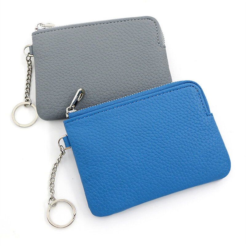 女性用PUレザーウォレット,小さなバッグ,ポケット,財布,キーホルダー,多機能ポケット,ジッパー式カード
