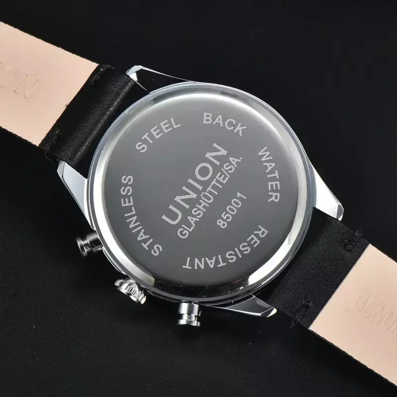 Jam tangan pria kasual kulit kedap air UNION GLASHUTTE SA jam tangan kuarsa untuk pria jam tangan pria pengiriman gratis jam tangan olahraga