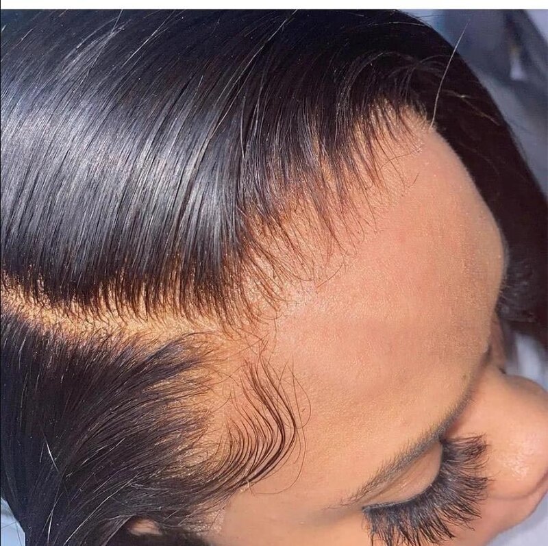 Cabello liso predespuntado 13x4 HD transparente encaje Frontal 100% cabello humano línea de cabello Natural 4x4 Cierre de encaje con cabello de bebé