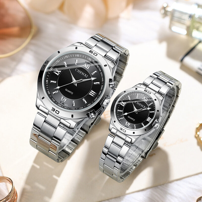 Fashion Chenxi Top Brand Men Women Full Stainless Steel Silver Quartz High Cost-effectiveness Simple Business Couple Wrist Watch