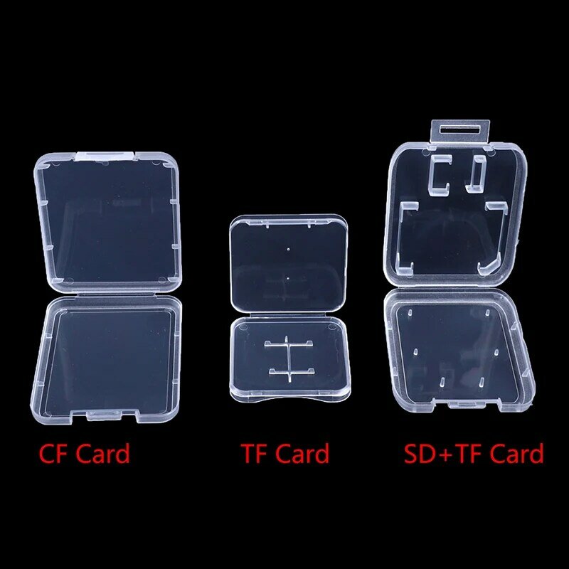 10 szt. Przezroczystego SD TF CF pudełko na karty pamięci pojemnik na pudełko nowy indywidualny futerał na karty pamięci przezroczysty plastikowy futerał