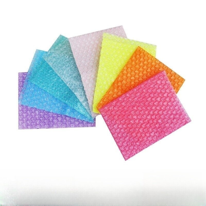 10x10cm Colored Bubble Mailer Heart Bubble Packaging Bags Open Top Protective Film For Small Items