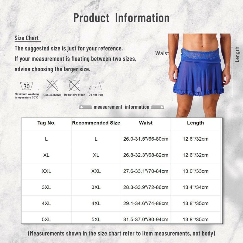 Men Floral Lace Waistband Skirt See-through Mesh Frilly Skirt Cover Ups Beachwear Solid Color High Waist Miniskirt with G-string