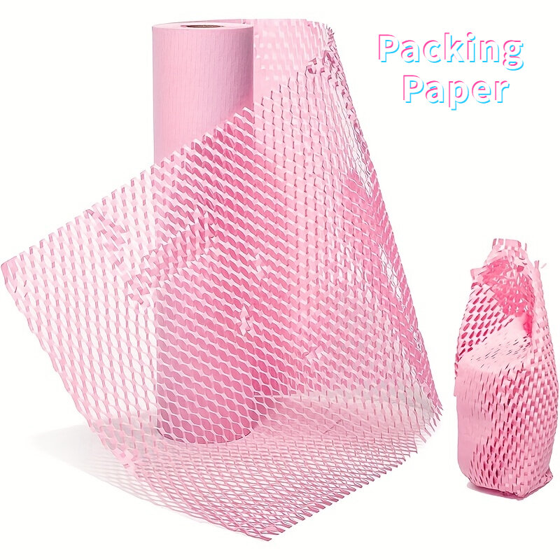 Kertas kemasan sarang lebah merah muda ramah lingkungan bahan bantal daur ulang perlengkapan pengiriman kertas Kraft