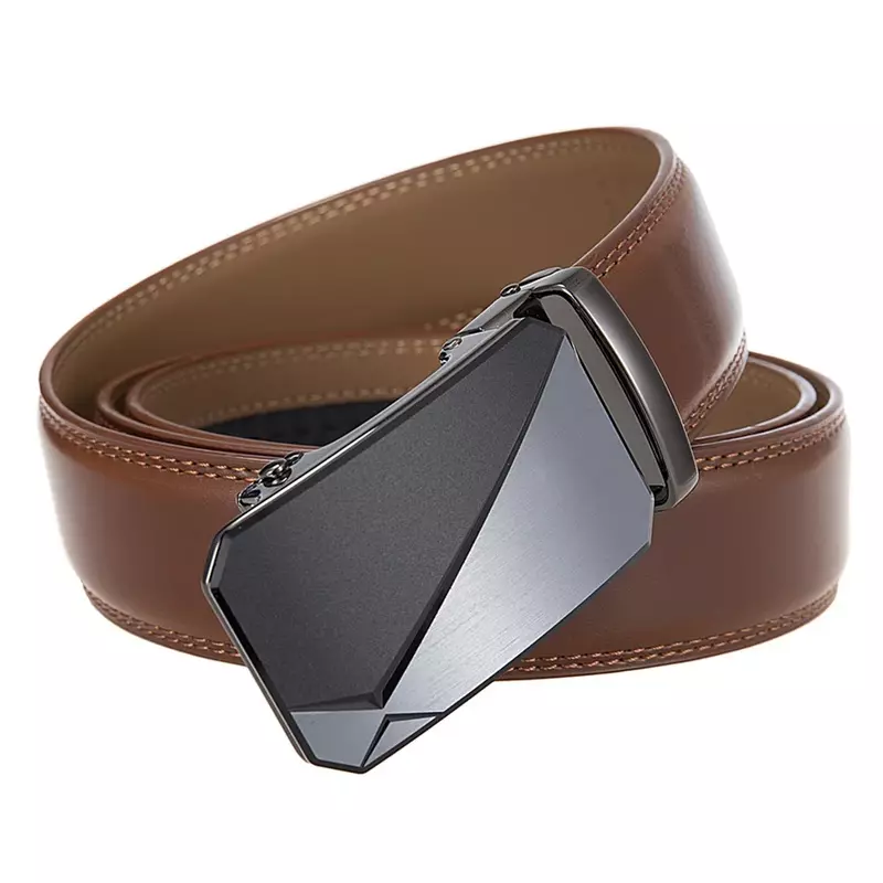 Pliesxale – ceinture marron foncé pour hommes, largeur de 3.5cm, de luxe, de styliste, à boucle automatique, de qualité supérieure, modèle formel, B1245