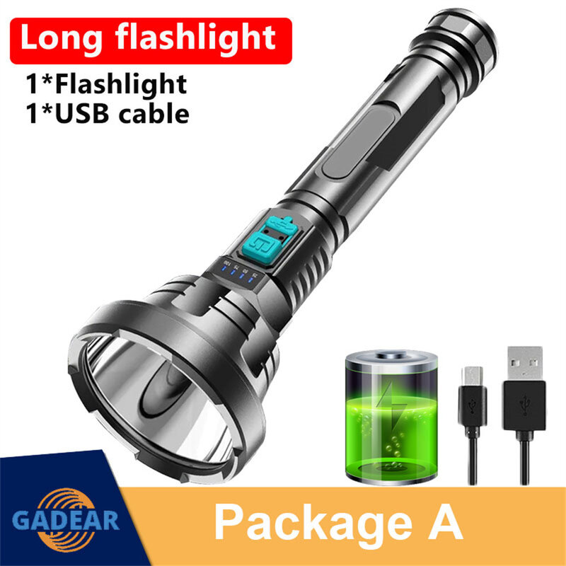 Super Bright LED Flashlight Tactical Flash light Waterproof Buit-in battery Camping Light usb Rechargeable