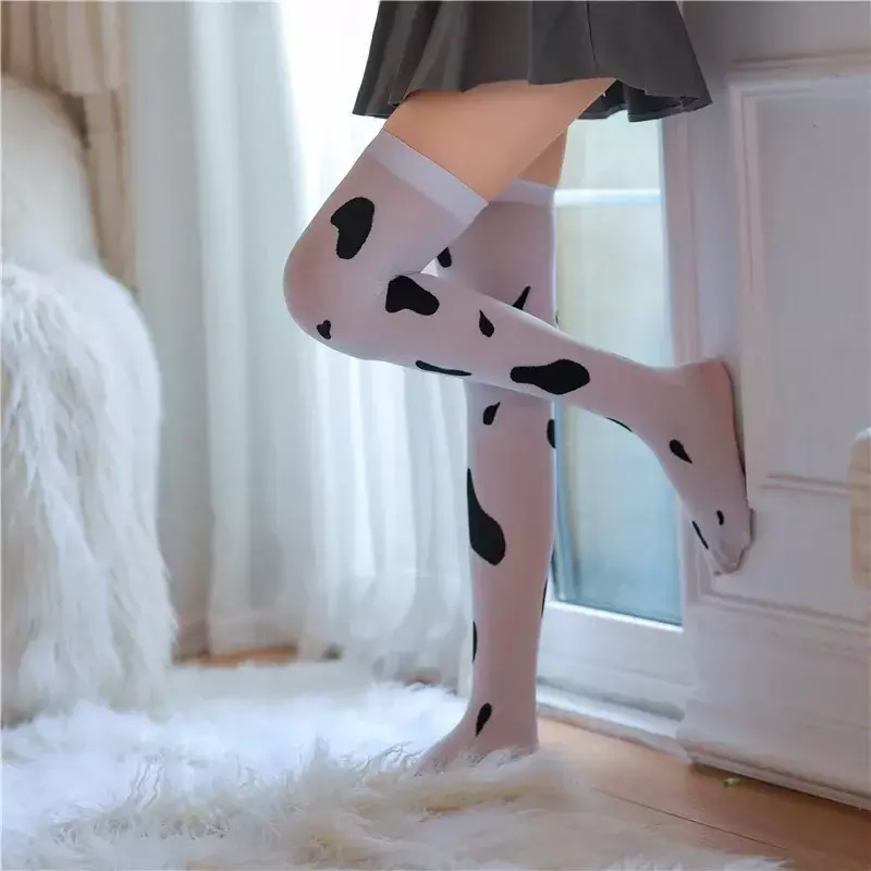 5 Pairs Thigh Knee High Cow Goat Print Socks for Women Girls Stocking Over The  Animal Costumes Cosplay Props