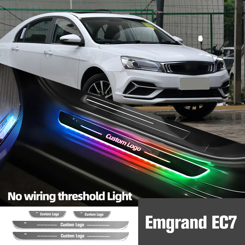 For Geely Emgrand EC7 2018-2020 2019 Car Door Sill Light Customized Logo LED Welcome Threshold Pedal Lamp Accessories