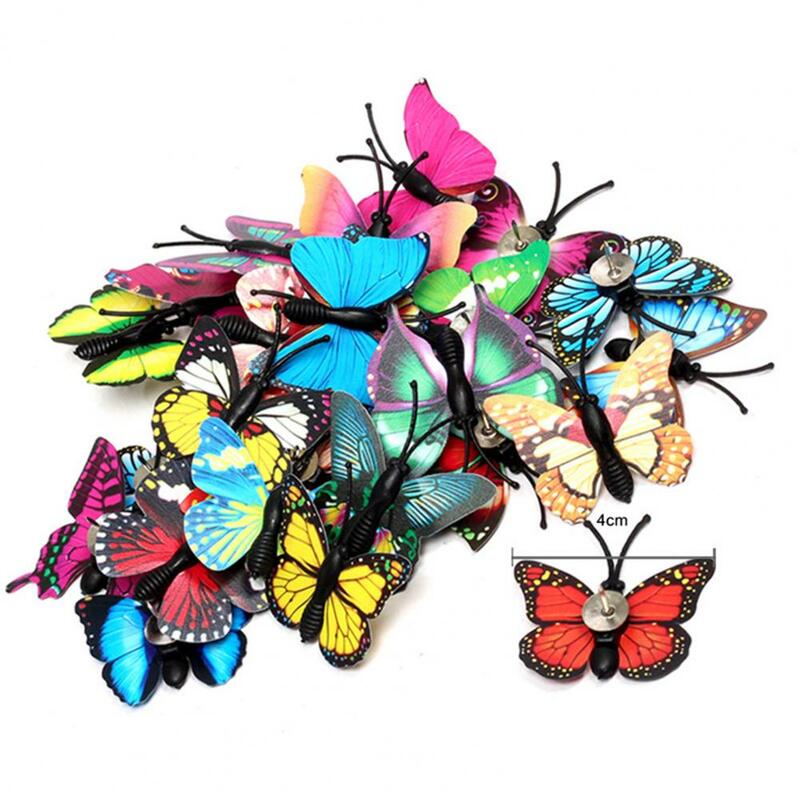 Paku payung jempol dekoratif berbentuk kupu-kupu warna-warni pin dorong dinamis untuk papan buletin foto dinding dekorasi kantor