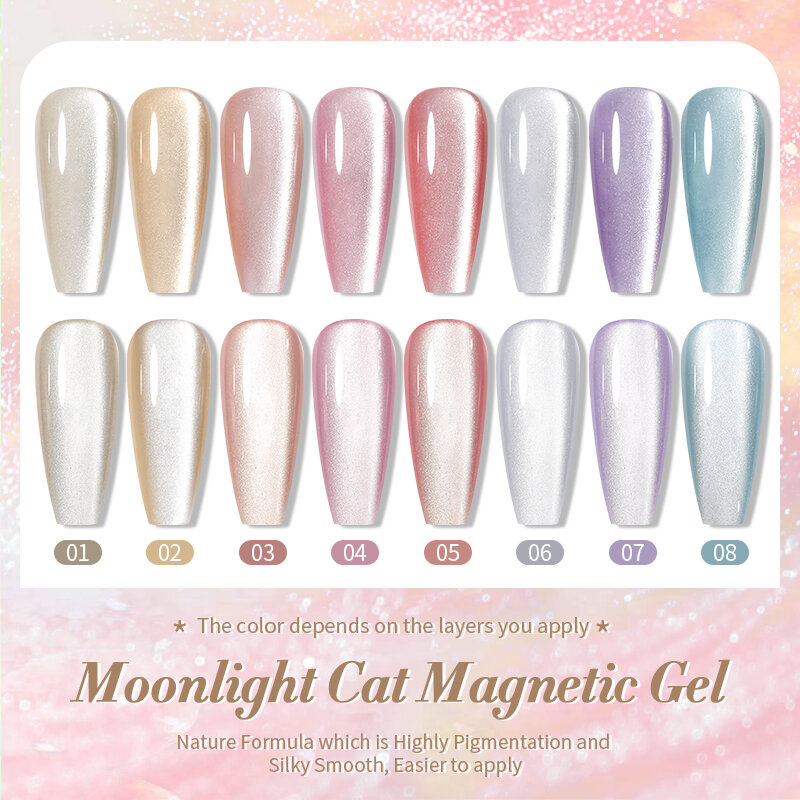 Faillite N PRETTY-Verhéritage à Ongles Magnétique, Gel UV LED Semi Continu, Lumière Blanche, Soak Off, Super Moonlight Cat, 10ml