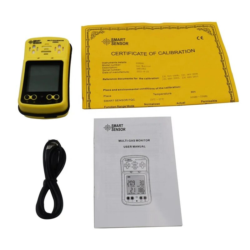 UpgradeAS8900 Smart Sensor 4 in 1 Combustible Gas Detector Analyzer Handheld Multi-Gas Monitor Gas Detector O2CO H2S Analyzer