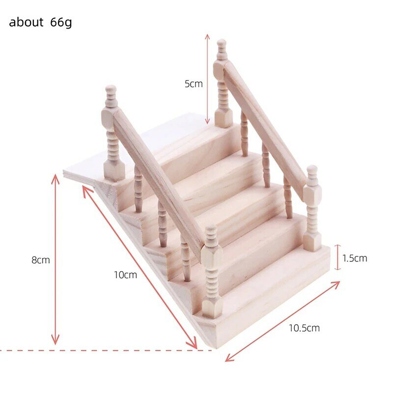 1:12 인형의 집 미니어처 난간 계단, 나무 장면 일반 계단 모델, 미니 계단 가구, 방 장식