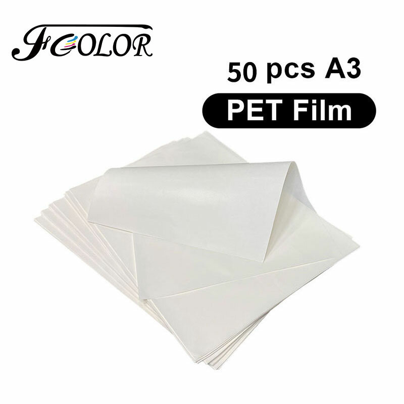 Пленка FCOLOR A3 DTF PET для горячего пилинга, 50/100 листов/упаковка, с двойным покрытием для принтера Epson A3 L1800 DTF, пленка для теплопередачи DTF
