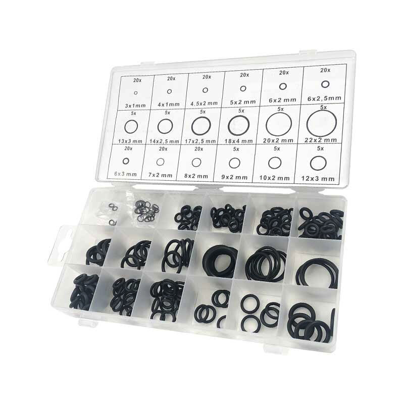 ACECARE Rubber O Ring Set 225Pcs Oil Resistance Washer Seals Watertightness Assortment Different Size With Plactic Box Kit Set