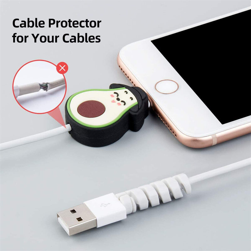 Osłona na kabel z motywem kreskówkowym z motywem owocowym śliczny ochraniacz na kabel z nawijaczem i kablem do iPhone'a