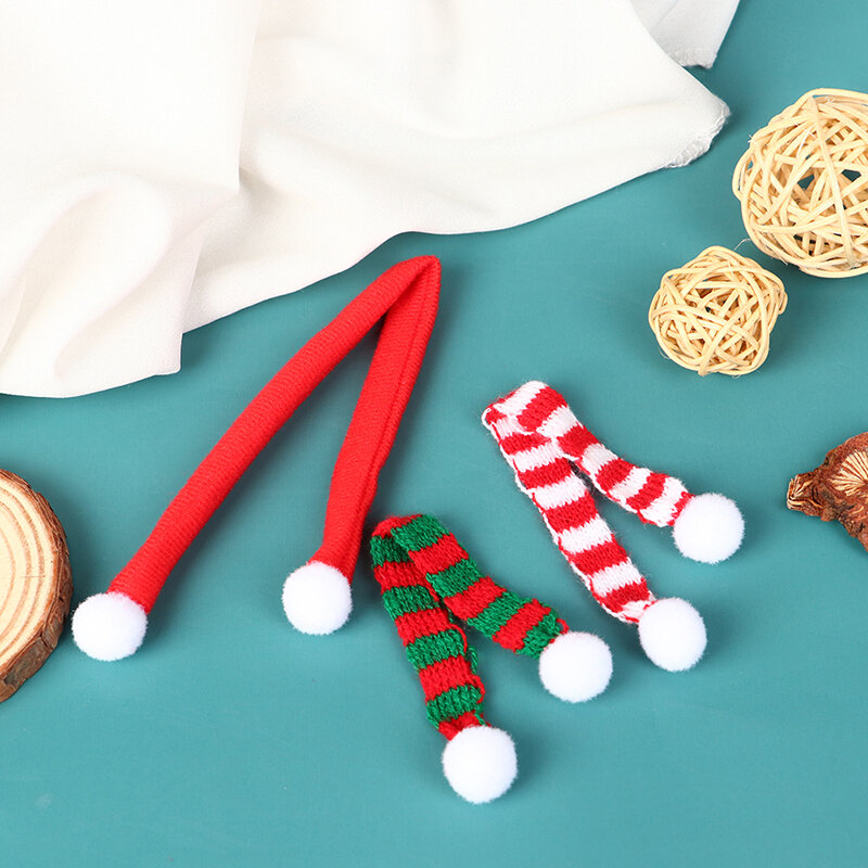 عيد الميلاد دمية صغيرة وشاح وقبعة ديكور ، ملحق الملابس ، لعبة أغطية الرأس ، 1 مجموعة