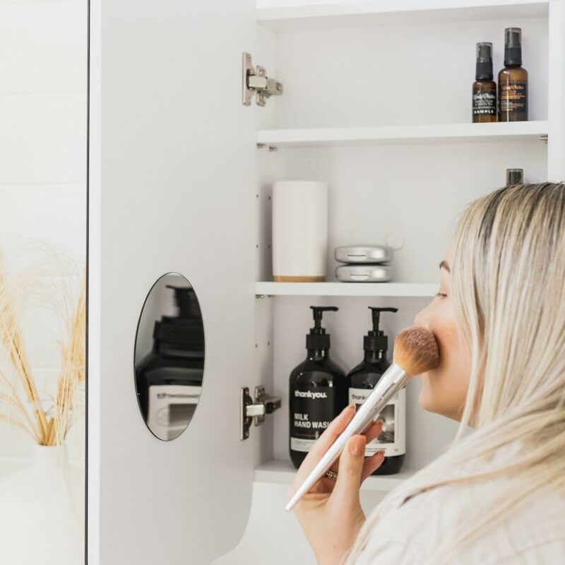 White Small Medicine Cabinet Mirror, Recessed Medicine Cabinet with Mirror or Surface Mount Bathroom Mirror Cabinet with Storage