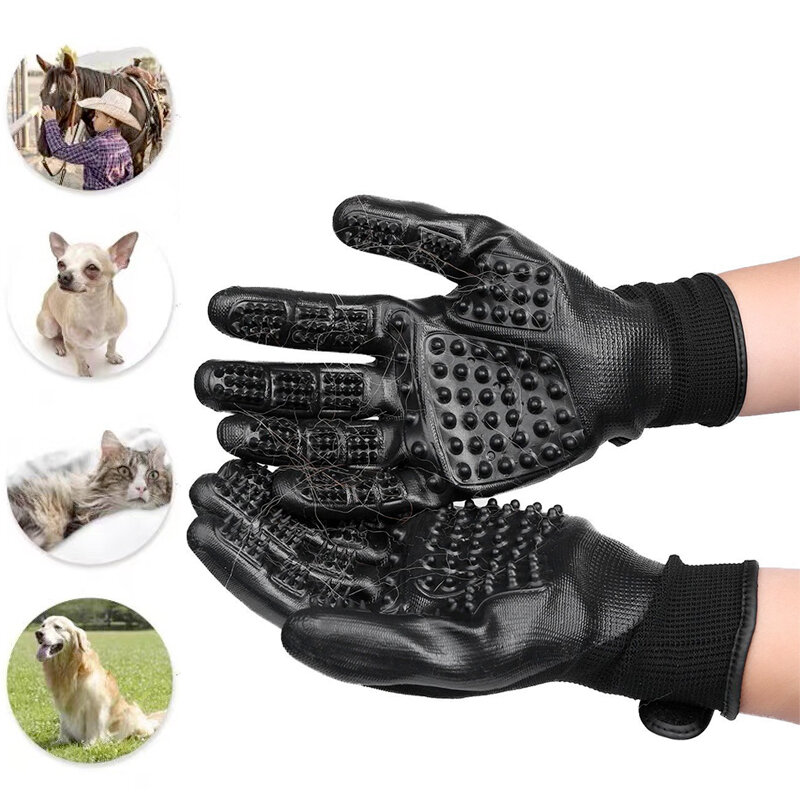 1Pair Animals Grooming Glove for Cats Soft Rubber Pet Hair Remover Dog Horse Cat Shedding Bathing Massage Brush Clean Comb