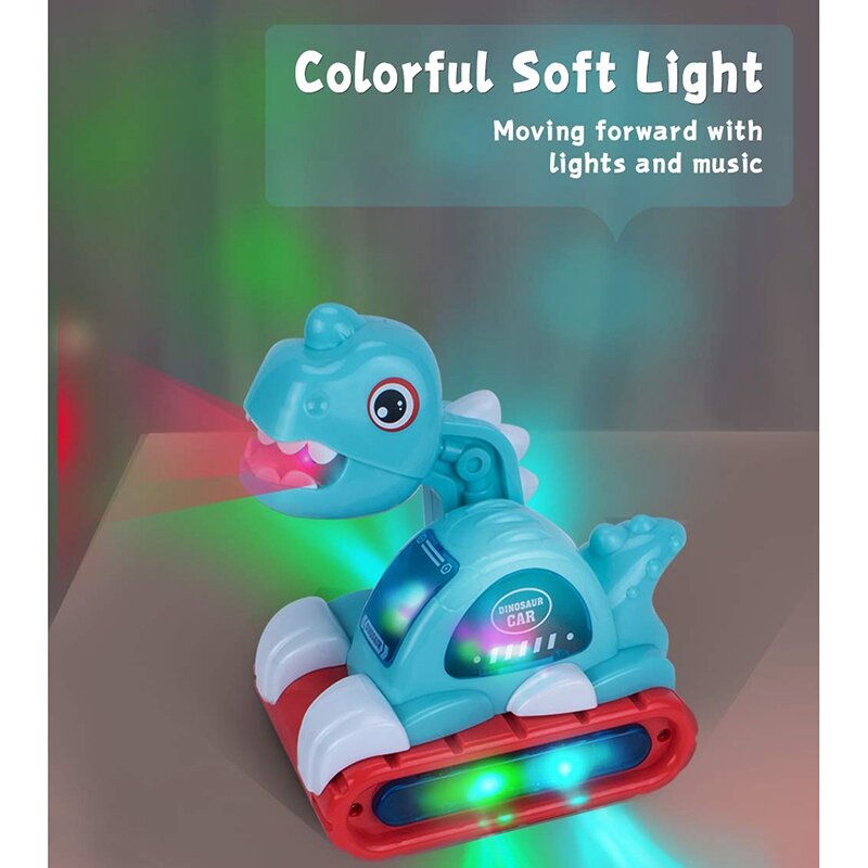 Brinquedo musical elétrico do carro do dinossauro para crianças, rastejando adiantado, brinquedos desenvolvimentais, sons e luzes, infante