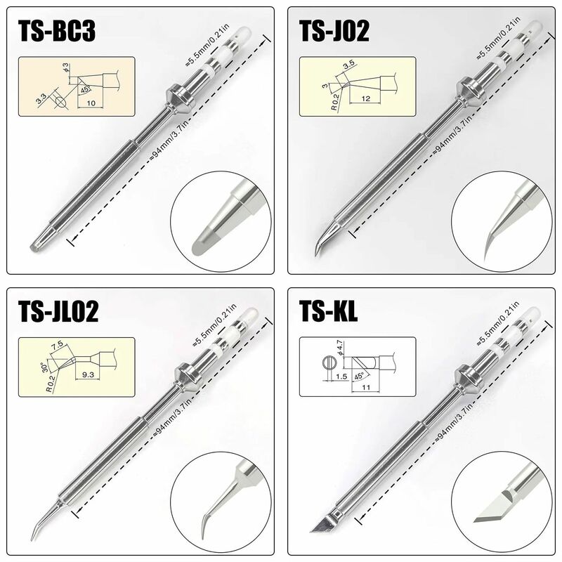 Pine64 TS100 TS101 Soldering Iron Tips Replacement Various Models of Pinecil Electric Soldering Iron Tip TS Series BC2 ILS C4 KU