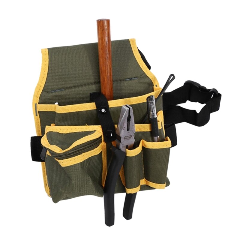 X37E Bolsa lona ajustable para herramientas, bolsa almacenamiento, bolsa para destornillador con múltiples bolsillos