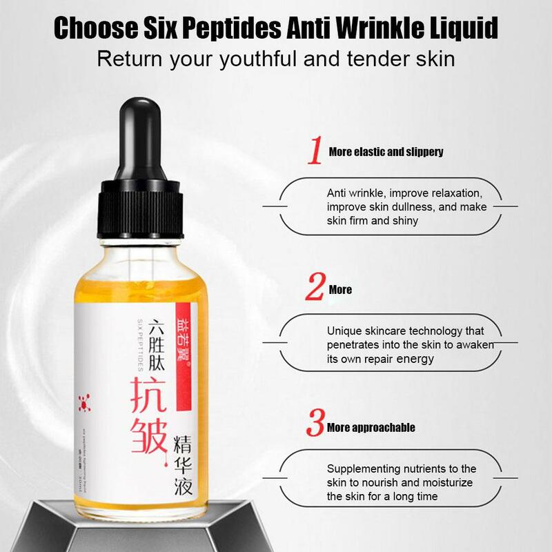 30ML siero viso sei peptidi siero antirughe essenza acido Anti-età Anti-cura della pelle invecchiamento sbiancante essenza di ialuron