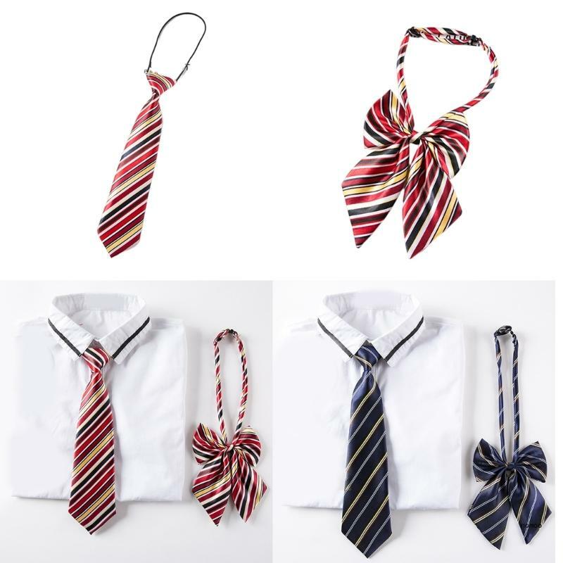 Kid Striped Tie for School Graduation Boy Neckties Bow Tie for Kid Pre-tied Ties For Boy Pre-tied Neckties Uniform Tie
