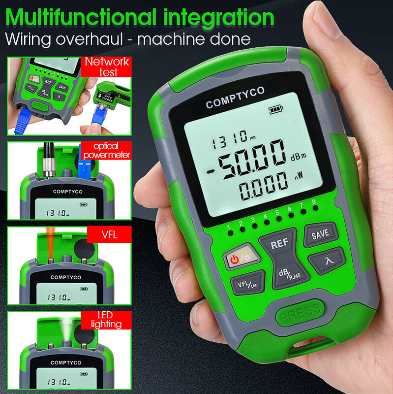 MC50 15/30/50MW 4 in 1 Power Meter 50KM FTTH Visual Fault Locator Network Cable Test Optical Fiber Tester VFL -50~+26dBm