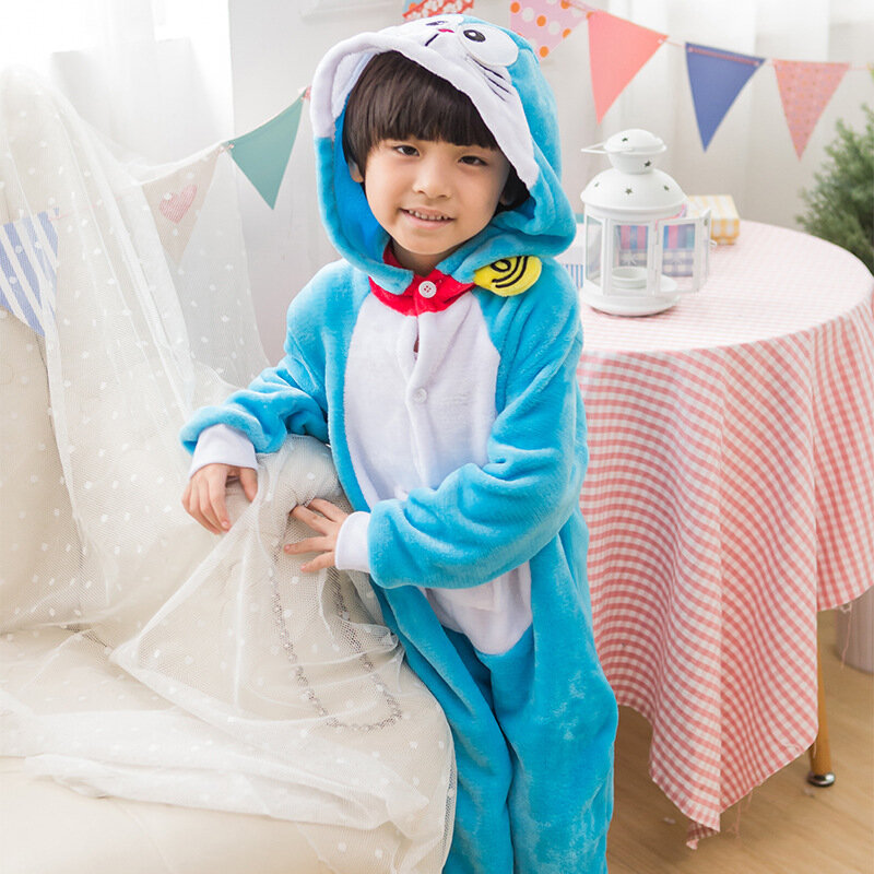 Azul Doraemon Onesie Pijama feminino, Animal Cosplay Fantasia, Halloween, Família, Kigurumi
