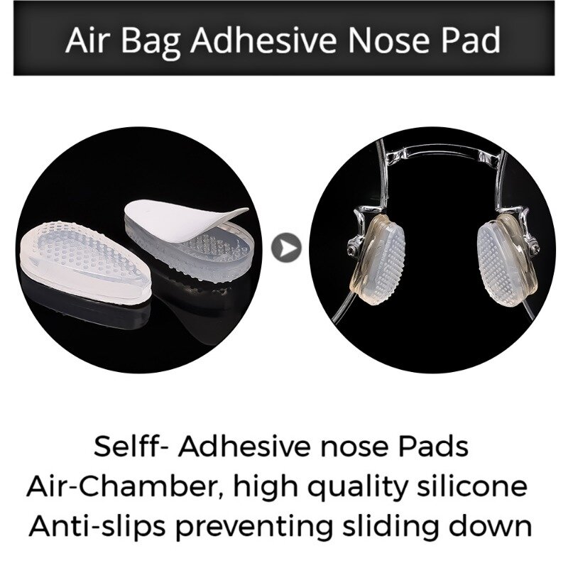 Óculos de silicone Almofadas Nariz, Almofada de ar antiderrapante macia, Suporte de nariz invisível, autoadesivo autoadesivo, Acessórios Eyewear