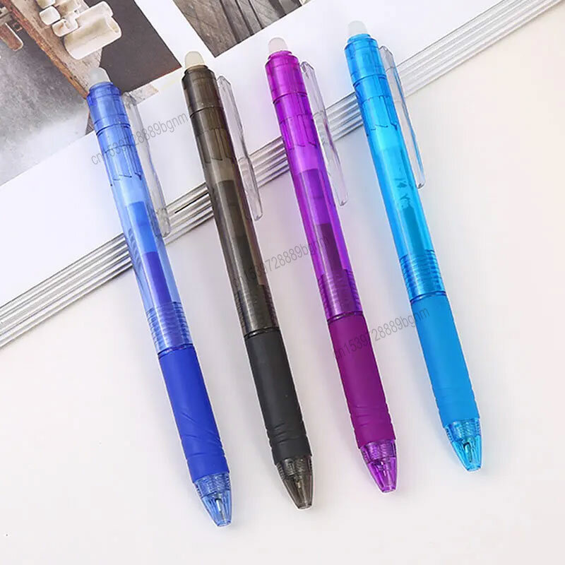 0,7 мм со стирающимися чернилами гелевая ручка 8 расцветок чернил Refill стержень для офиса школы канцелярские принадлежности: Выдвижной Кнопка...