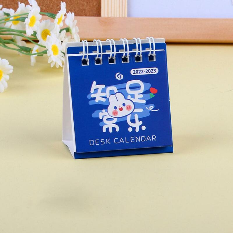 Легко читаемый настольный мини-календарь четкая печать Плавная поворота страниц прочный 2023 ежедневный график мультяшный Настольный календарь