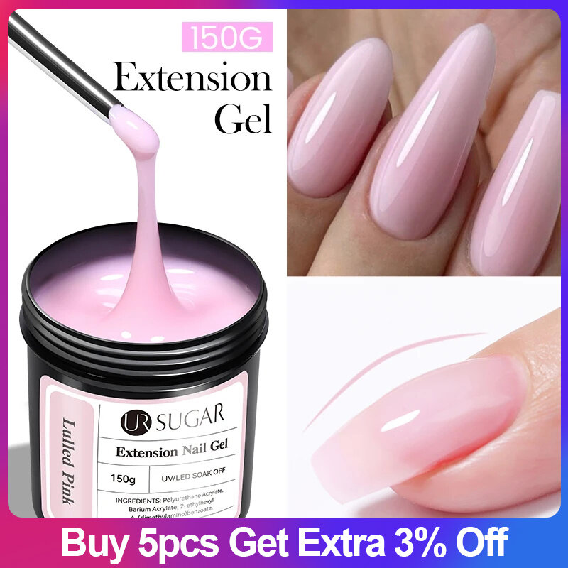 UR SUGAR 150g Nude Jelly Pink Extension Nail Gel Vernis Semi Permanent Acrylic Crystal Gel Nail Polish UV/LED Construction Gel