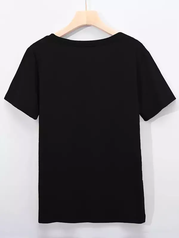 Летняя свободная футболка Y2k с коротким рукавом, топы с коротким рукавом и принтом гусиных бусин, повседневная женская одежда с круглым вырезом