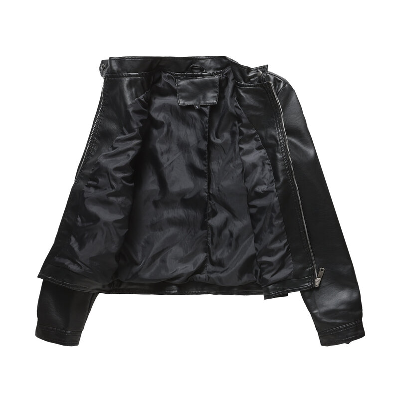 Imitação de jaqueta de couro feminino 2023 primavera e outono nova manga comprida magro moda motociclista jaqueta de couro imitação preta