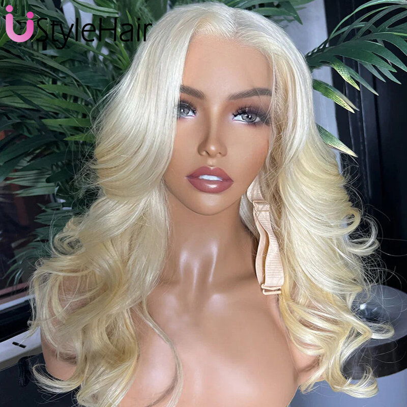 UStyleHair-perucas sintéticas frente de renda para mulheres e meninas, peruca rosa onda natural, resistente ao calor, cabelo sintético, uso diário