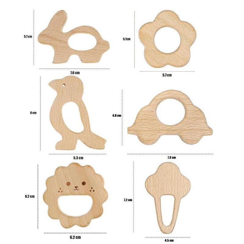 New Wooden Rattle Beech Bear Hand Teething Ring Baby Rattles Play Stroller Toy Baby Teether Wooden Toy Baby Rattle
