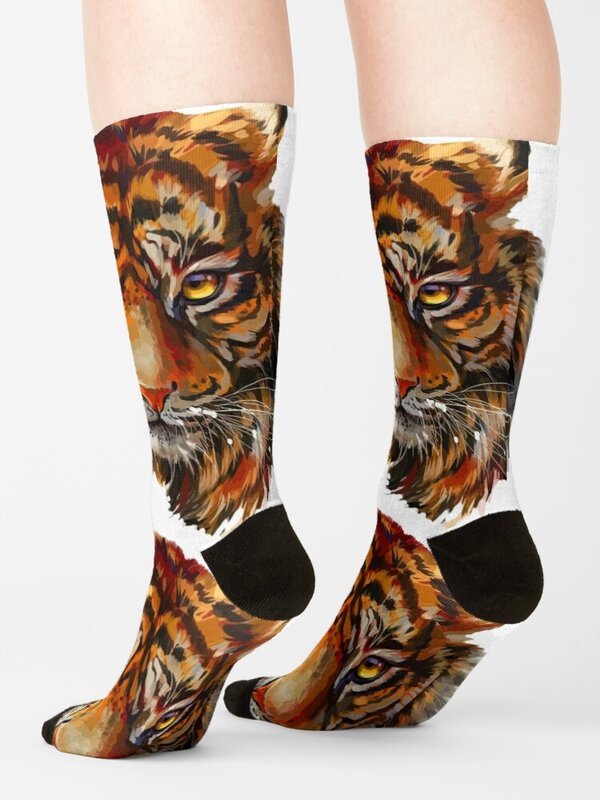 Jolies chaussettes tigre pour hommes, chaussettes chaudes, dessin tigre