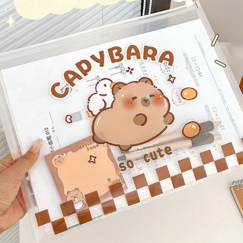 Niedliche Meers chweinchen Capybara Datei Tasche Reiß verschluss Grundschule Test papier Lagerung und Informations broschüre ausziehbare Tasche