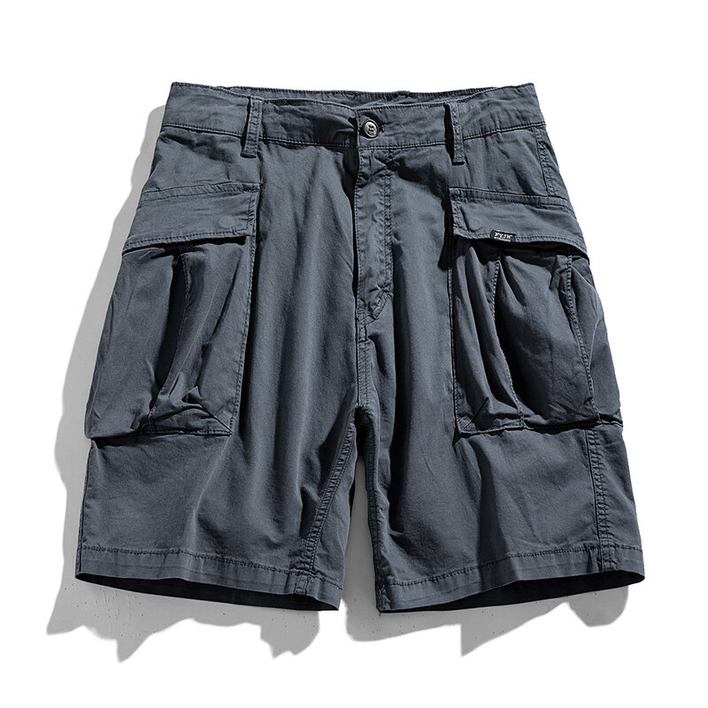 2023 verão homens carga shorts de algodão roupas casuais sólida breeche bermuda praia basculante multi bolso shorts masculino dropshipping