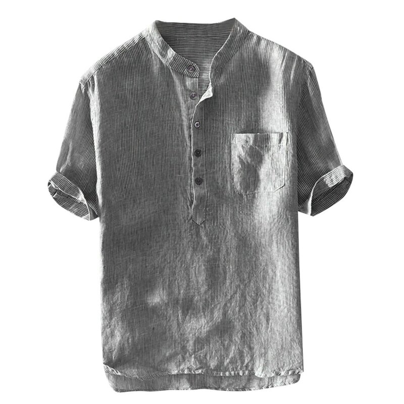 Summer Linen Cotton Vintage Shirts Men Short Sleeve T Shirt High Quality Fitness Shirt For Young Men Camisa Masculina