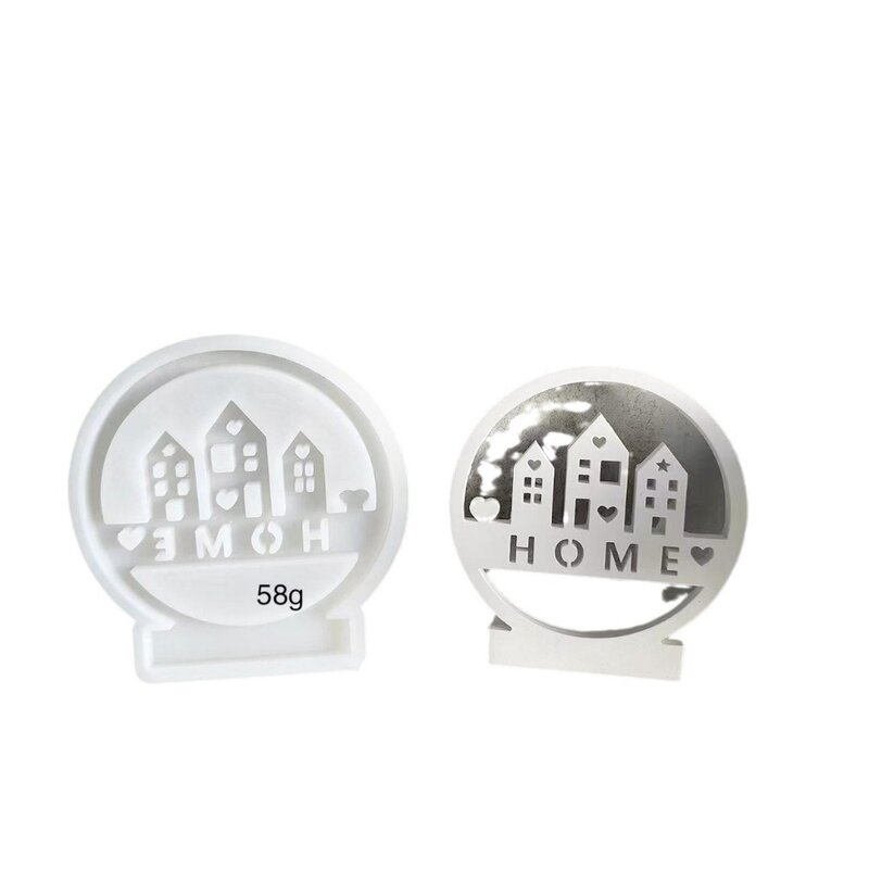 House Ornament Silicone Mold Triple House Insert Candle Holder Aroma Plaster Moulds Gypsum Concrete Moulds Home Decor