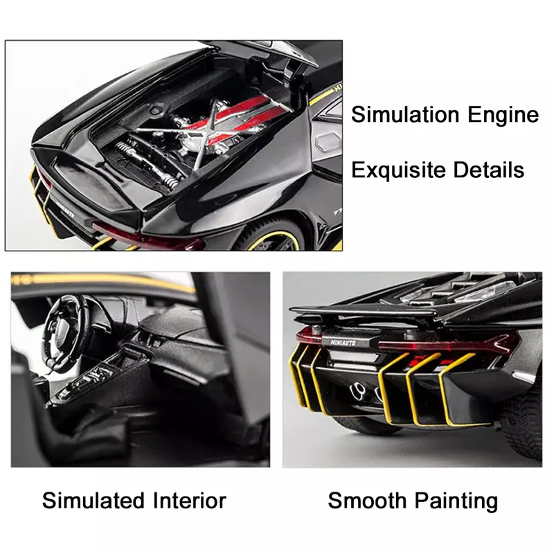 1:32 Lamborghinis LP770-4 750 Alloy Sports Car Model Diecasts Metal Pull Back Sound And Light Car Model Kids Toy Collection Gift