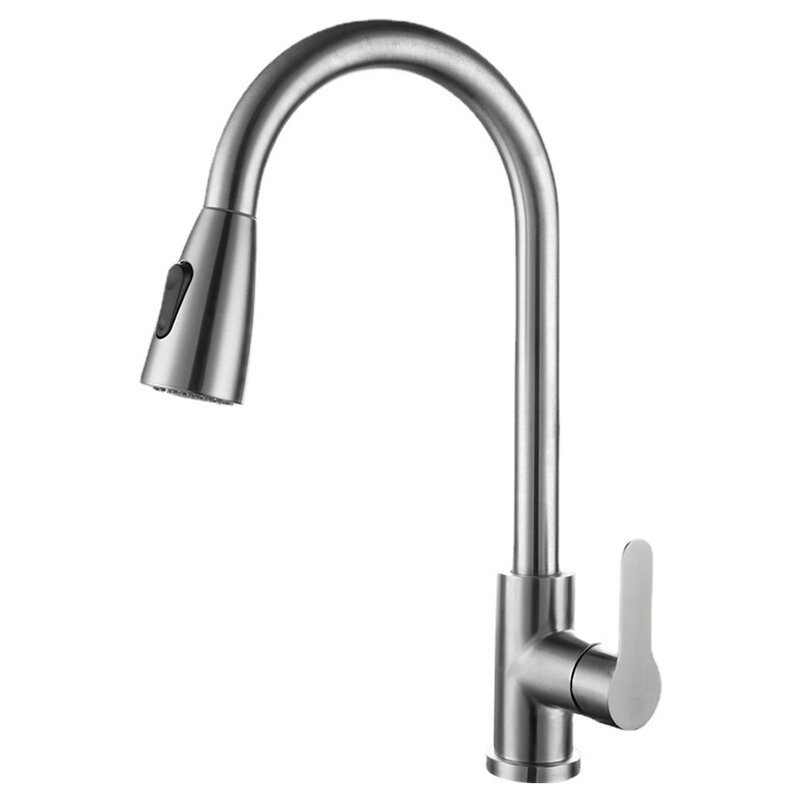 Kitchen Faucet Pull-Out Water Tap Faucet 2 Sprayer Modes 360° Rotation Hot And Cold Water  Kitchen Shower Faucet Resistance